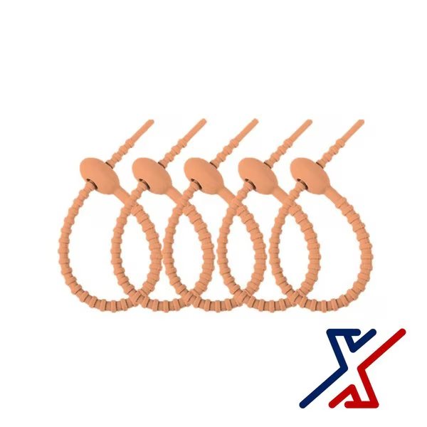 7-1/2 Orange  Reusable Silicone Ties, FDA Food Grade 120 Ties by X1 Tools, X1 Tools, Mfr#: X1E-CON-CAB-SIL-8030x120